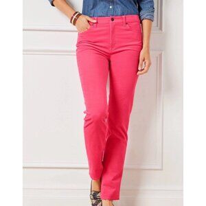 NWOT Talbots Women’s 14 Pink Corduroy Straight Leg Pants High Rise Stretch
